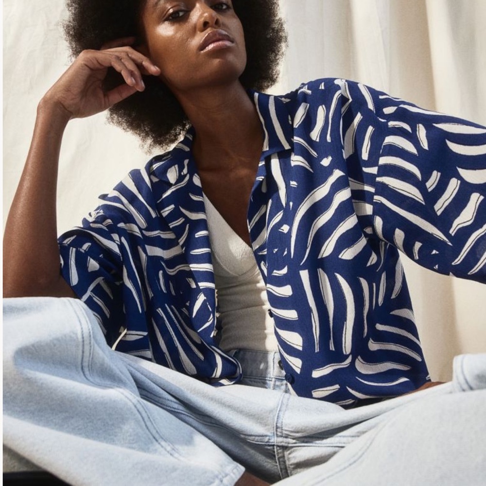 Oversized resort tropical shirt blue - Picture 6 of 6